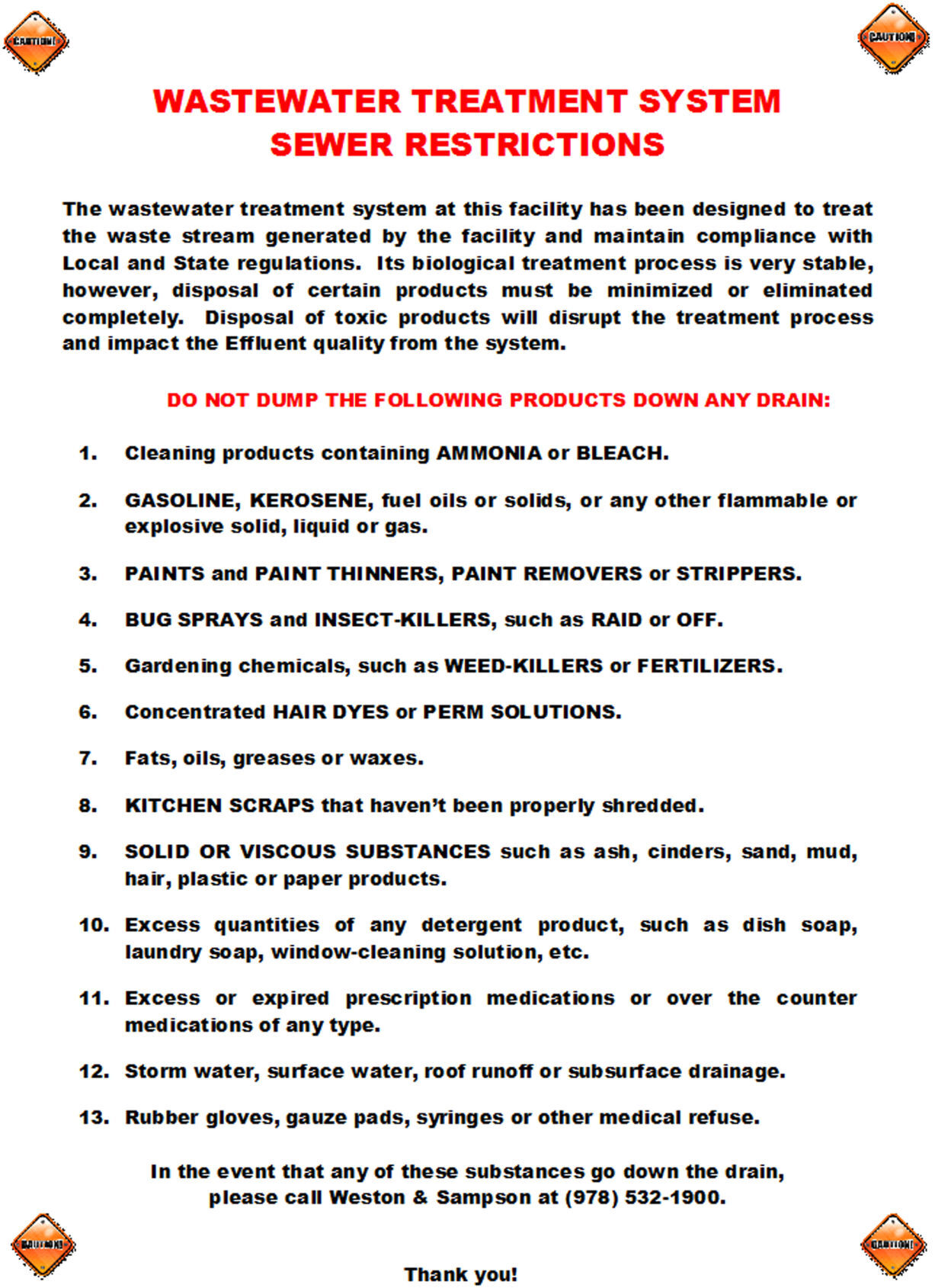 Wastewater Treatment System Sewer Restrictions